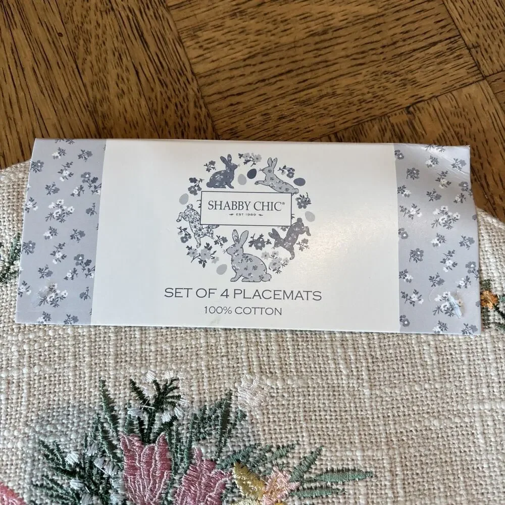 Shabby Chic Easter Embroidered Floral Carrot Placemat Set of 4 15